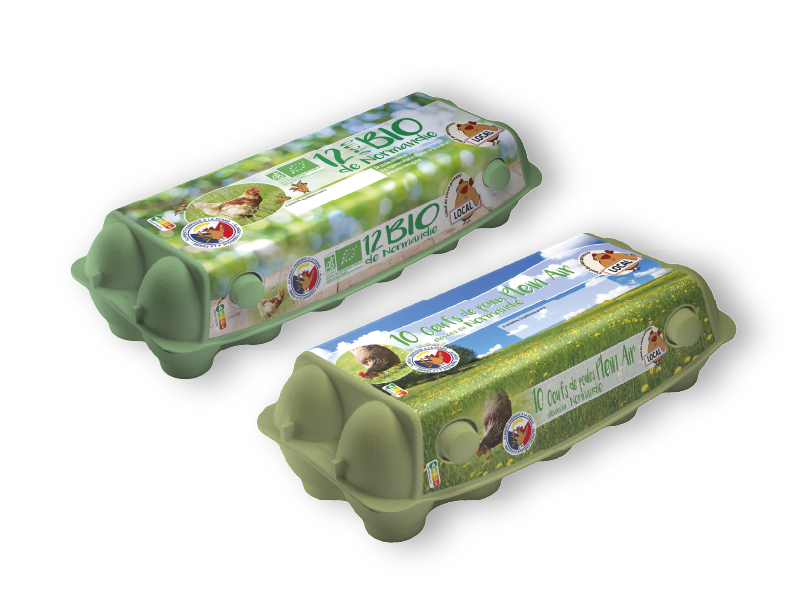 Boîtes d’œufs bio et plein air produits en Normandie
